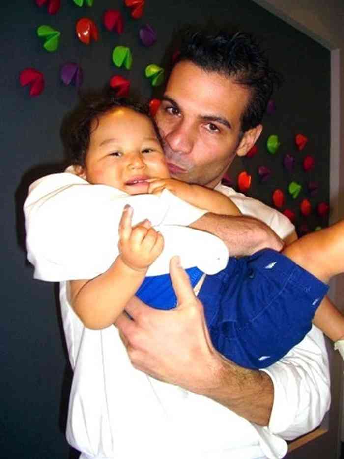 Angelo Sosa with his son