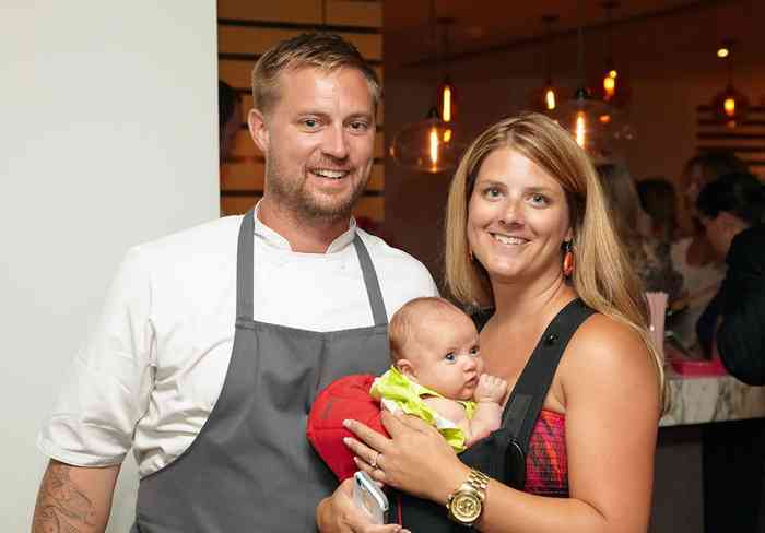 Bryan Voltaggio with her wife and daughter