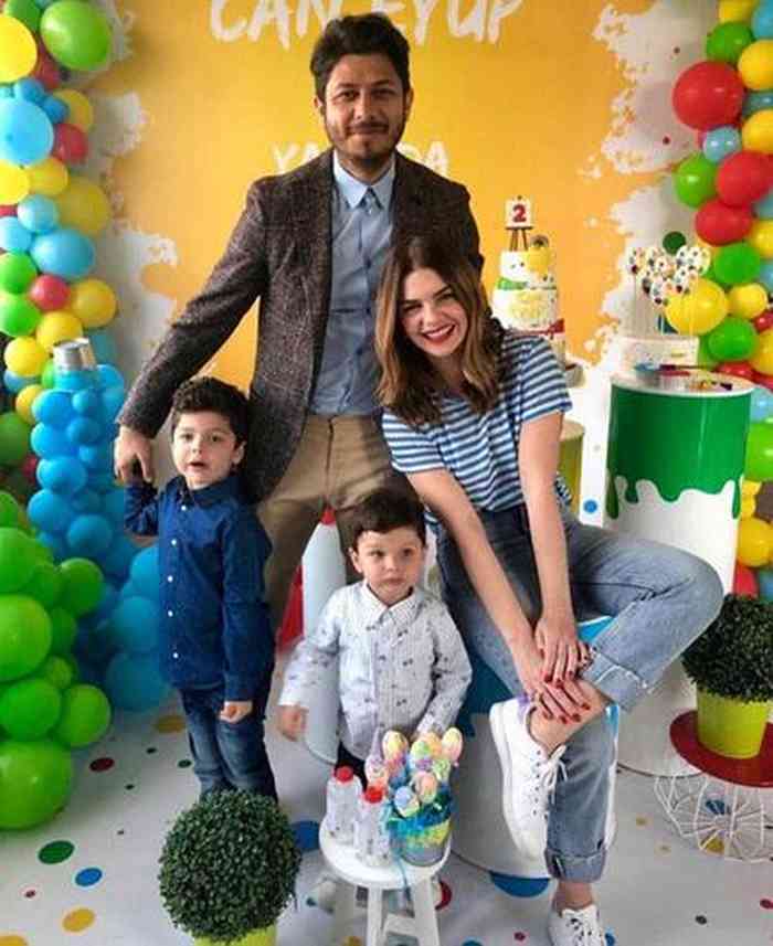 Pelin Karahan with her husband and child
